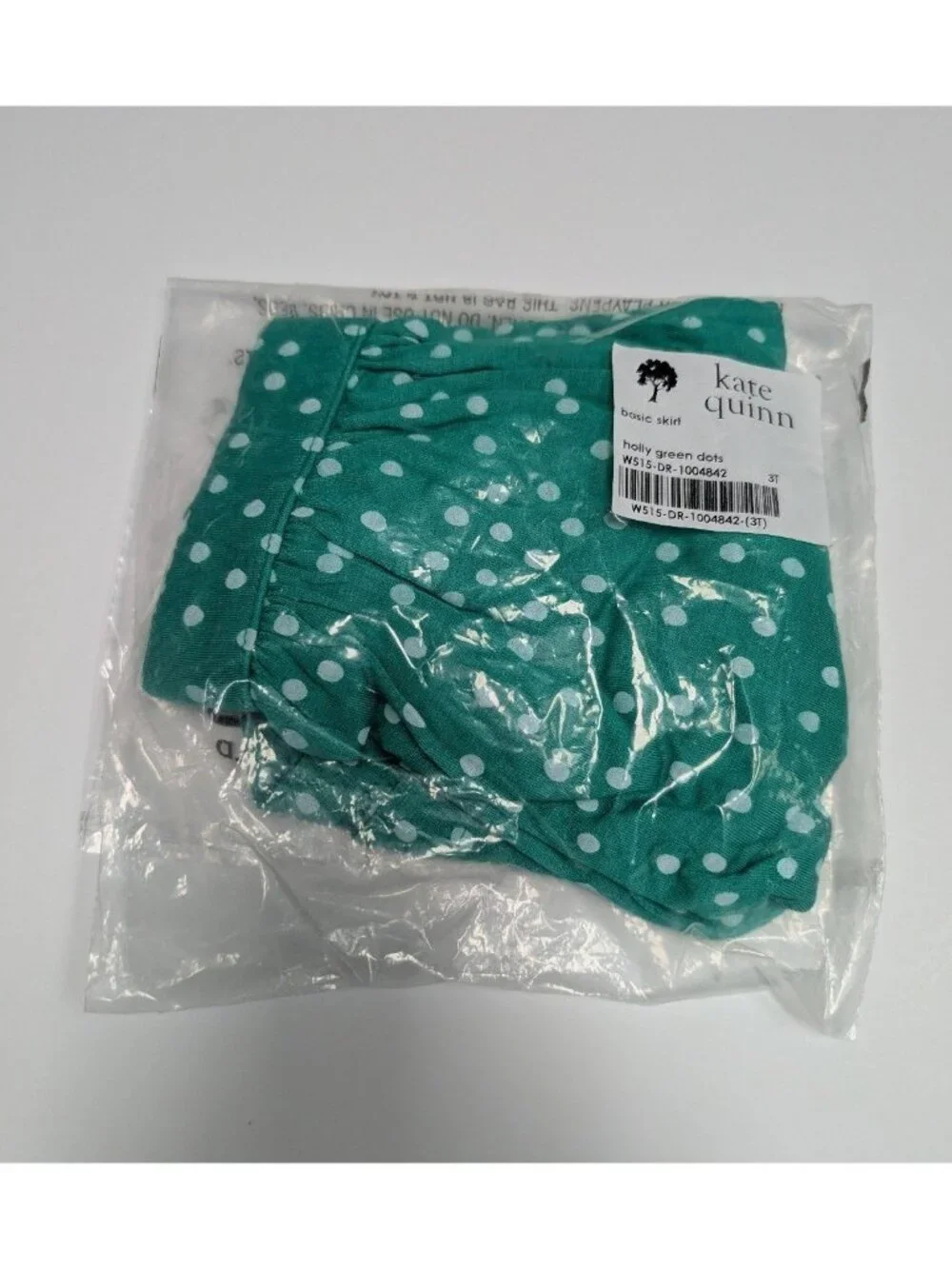 Kate Quinn Bamboo Holly Green Dots 3T Basic Skirt Polka Dot